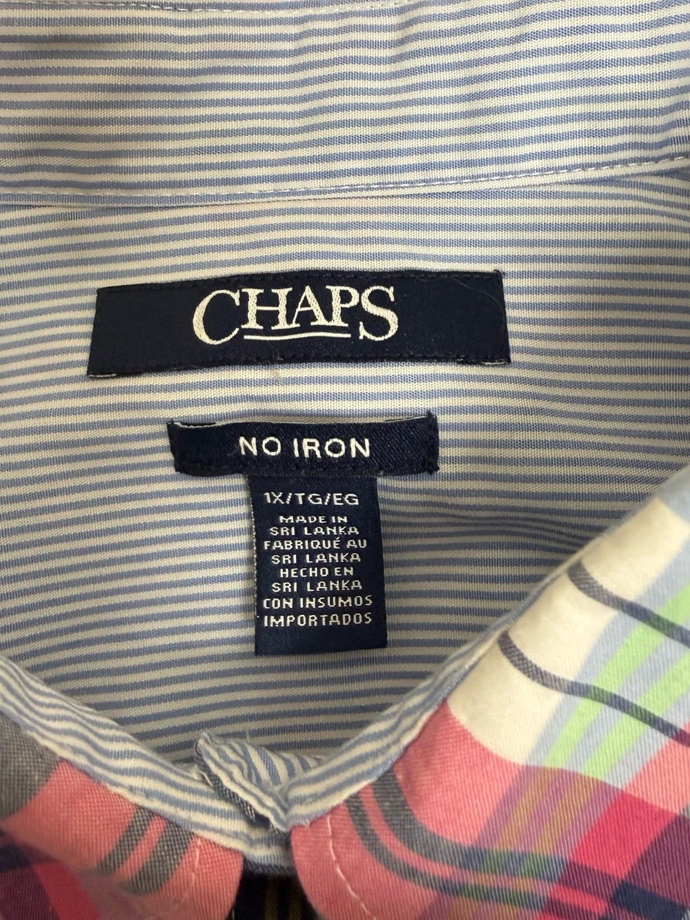 Chaps Plaid Button-Down Shirt in Blue & Pink - Picture 3 of 5